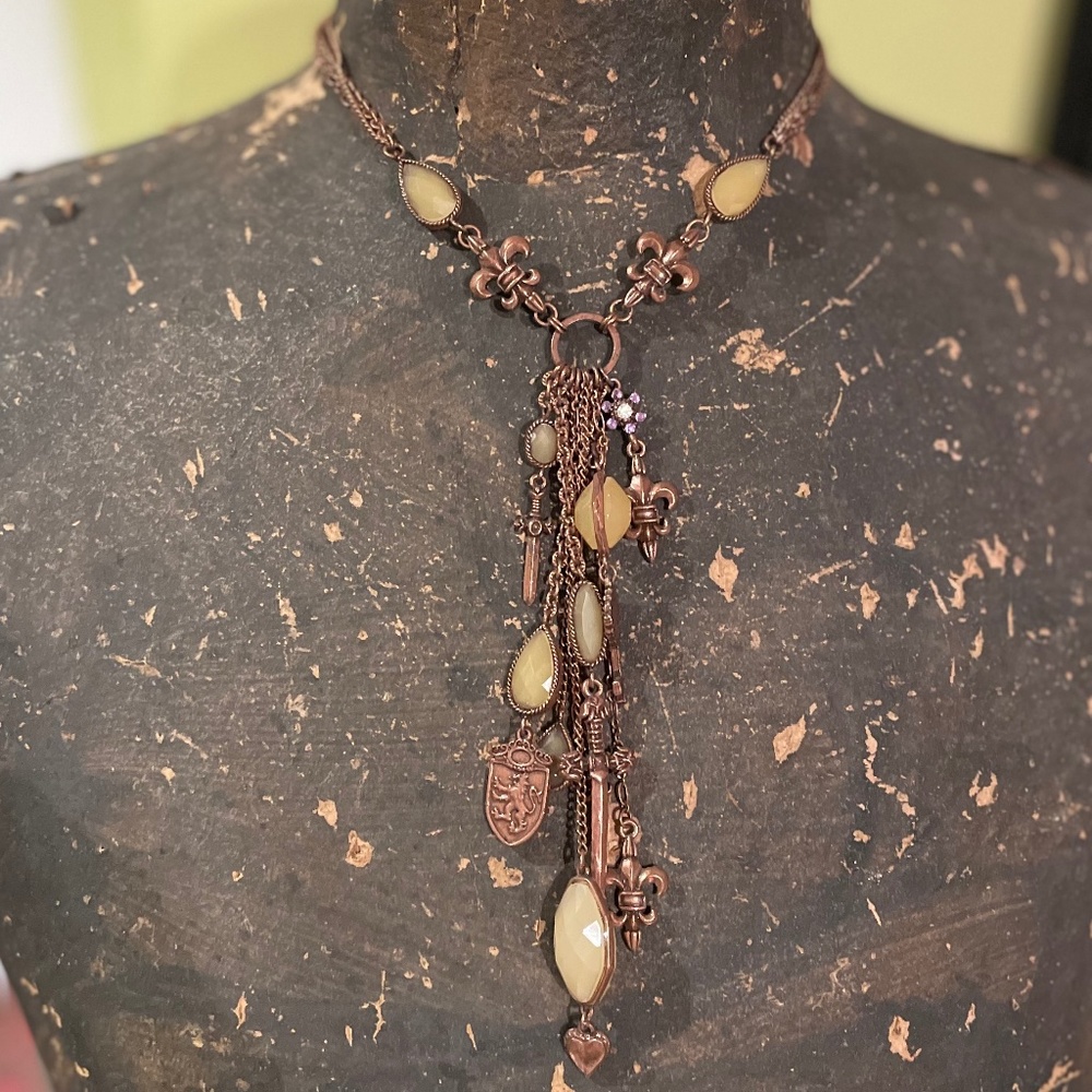 Copper Multi Chain Necklace with Dangles